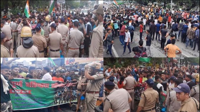 Agneepath Protest In Uttarakhand : हल्द्वानी में अग्निपथ पर बवाल, सड़कों पर उतरे युवाओं पर पुलिस का लाठीचार्ज