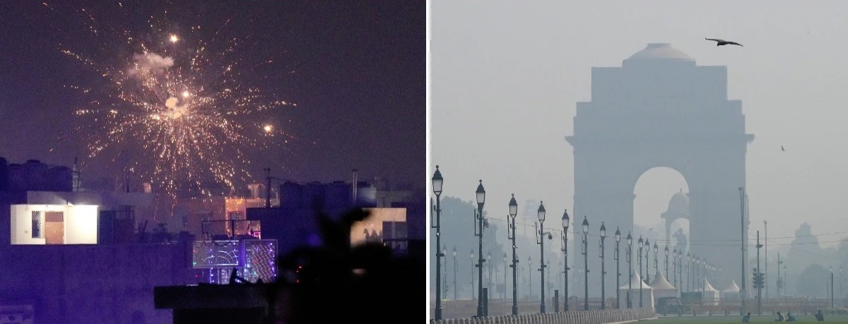 Delhi Pollution Level Rises : दिल्ली में घुला पटाखों का जहर, आतिशबाजी के बाद बढ़ा प्रदूषण का खतरा